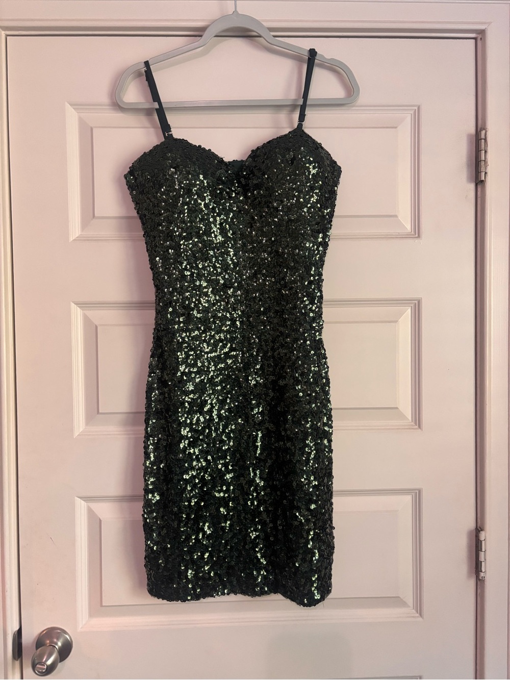 green sequined party dress